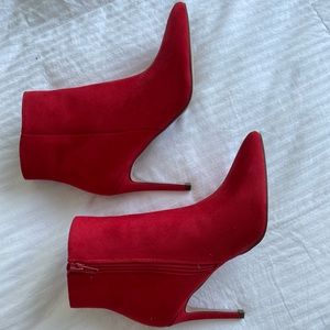 Elegant Red Stiletto Ankle Boots